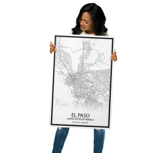 El Paso White Metal Map