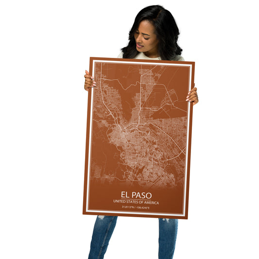 El Paso Brown and White Metal Map