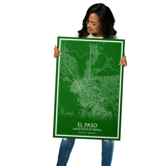 El Paso Green and White Metal Map