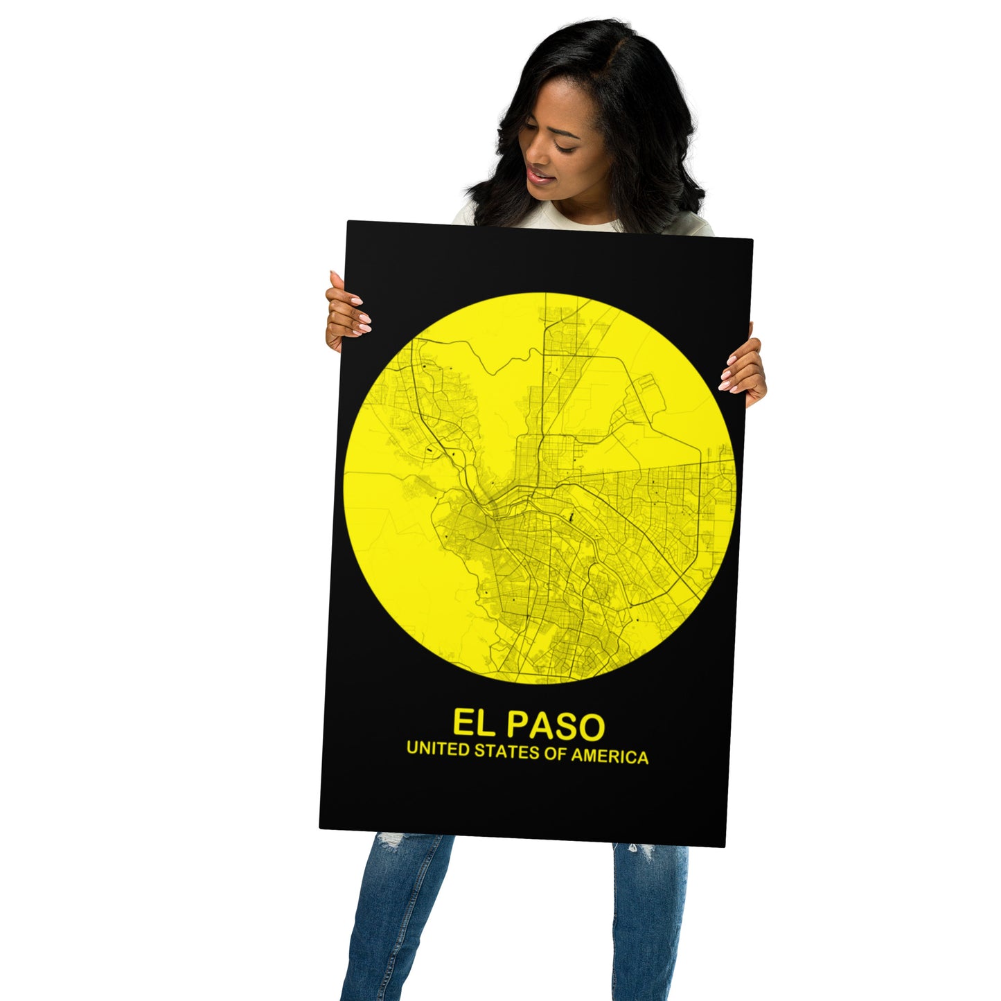 El Paso Circular Yellow Metal Map