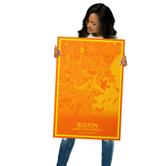 Boston Orange and Yellow Metal Map