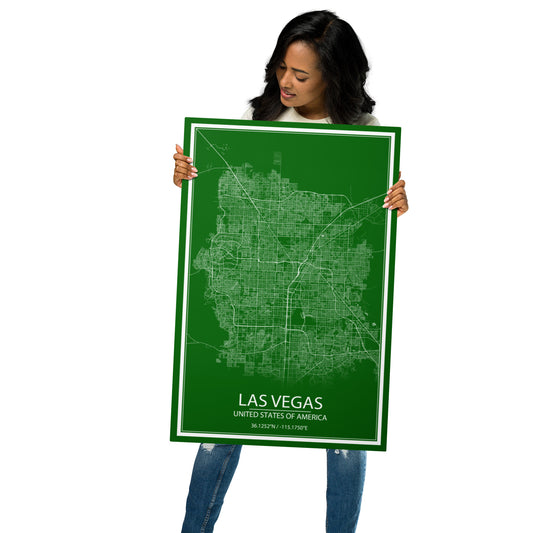 Las Vegas Green and White Metal Map