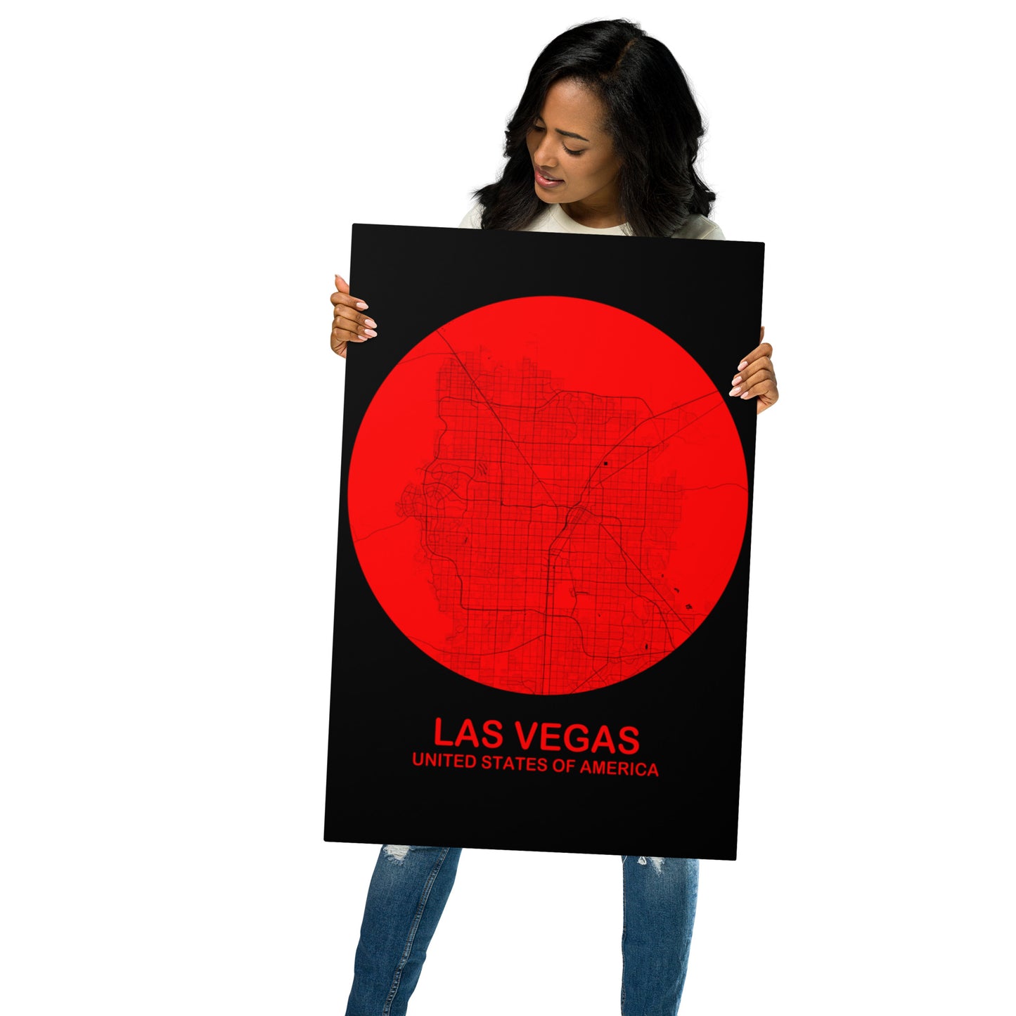 Las Vegas Circular Red Metal Map