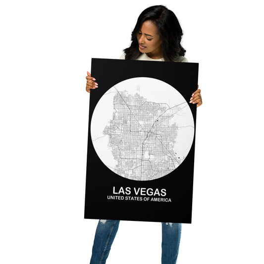 Las Vegas Circular White Metal Map