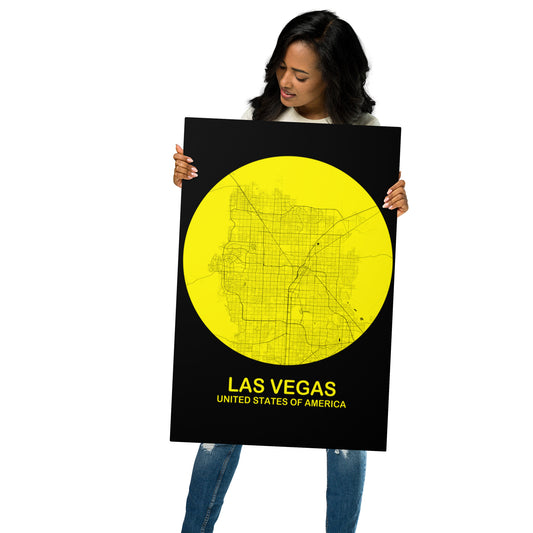 Las Vegas Circular Yellow Metal Map