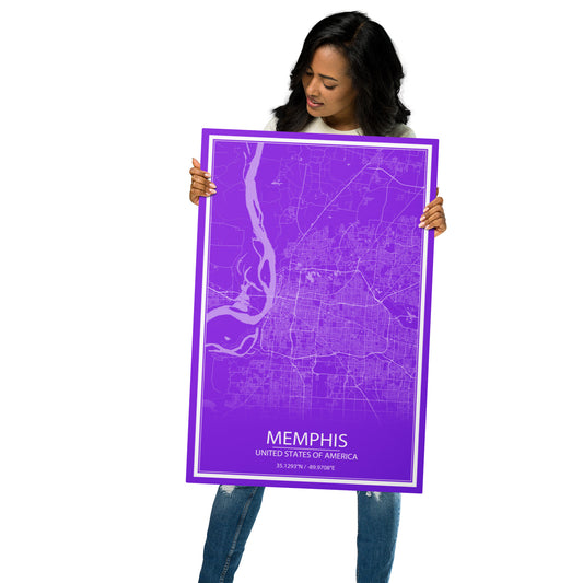 Memphis Purple and White Metal Map