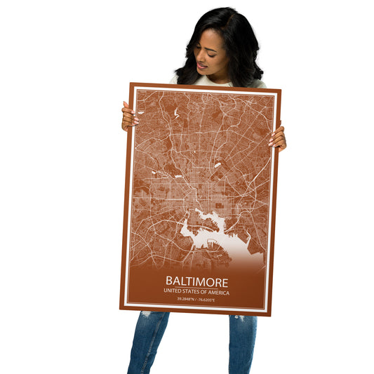 Baltimore Brown and White Metal Map