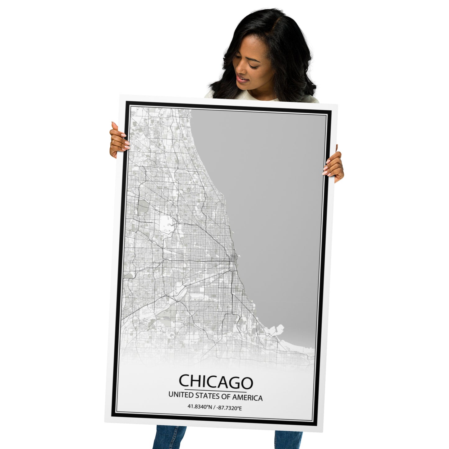 Chicago White Metal Map