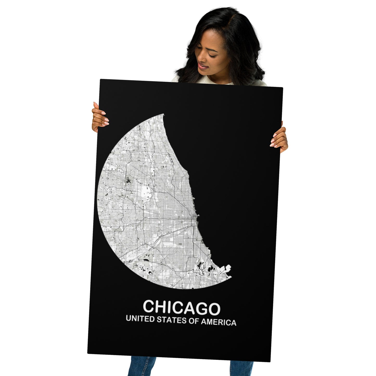 Chicago Circular White Metal Map