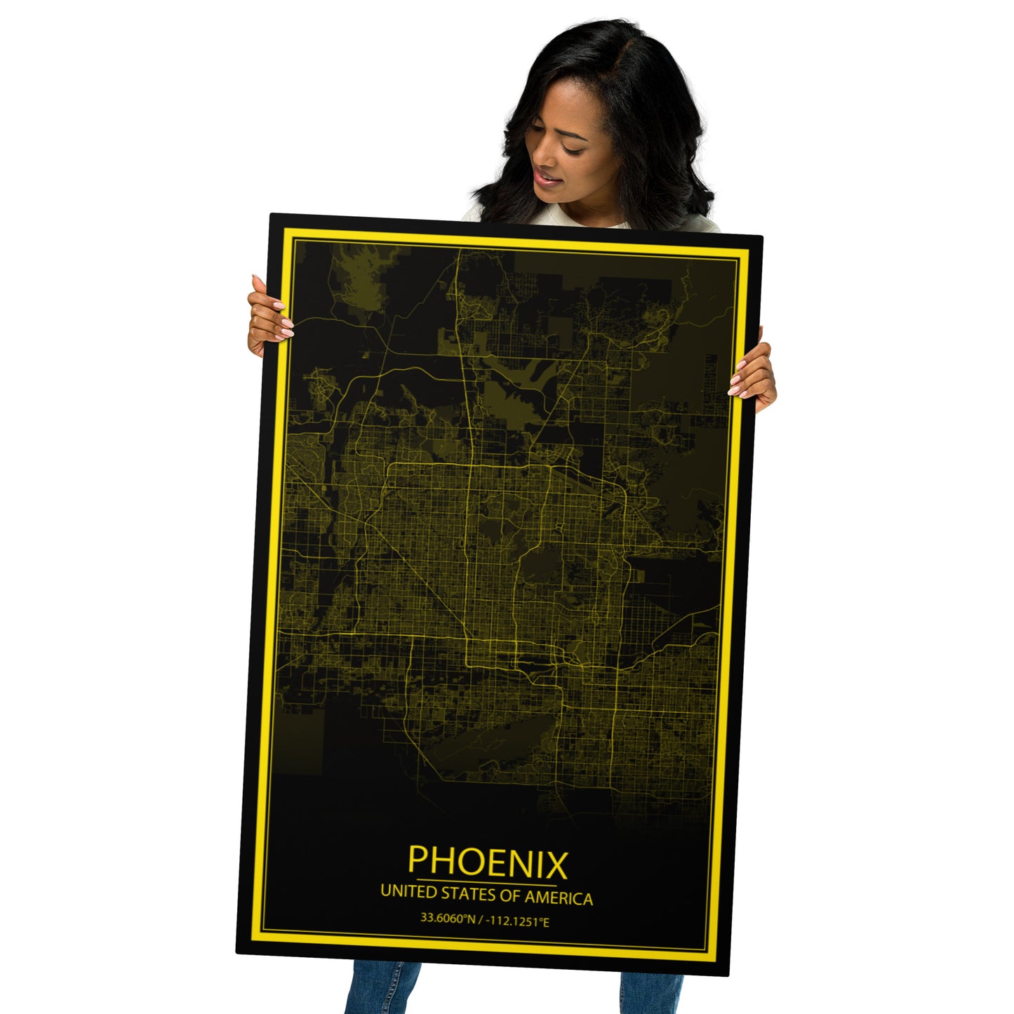 Phoenix Black and Yellow Metal Map