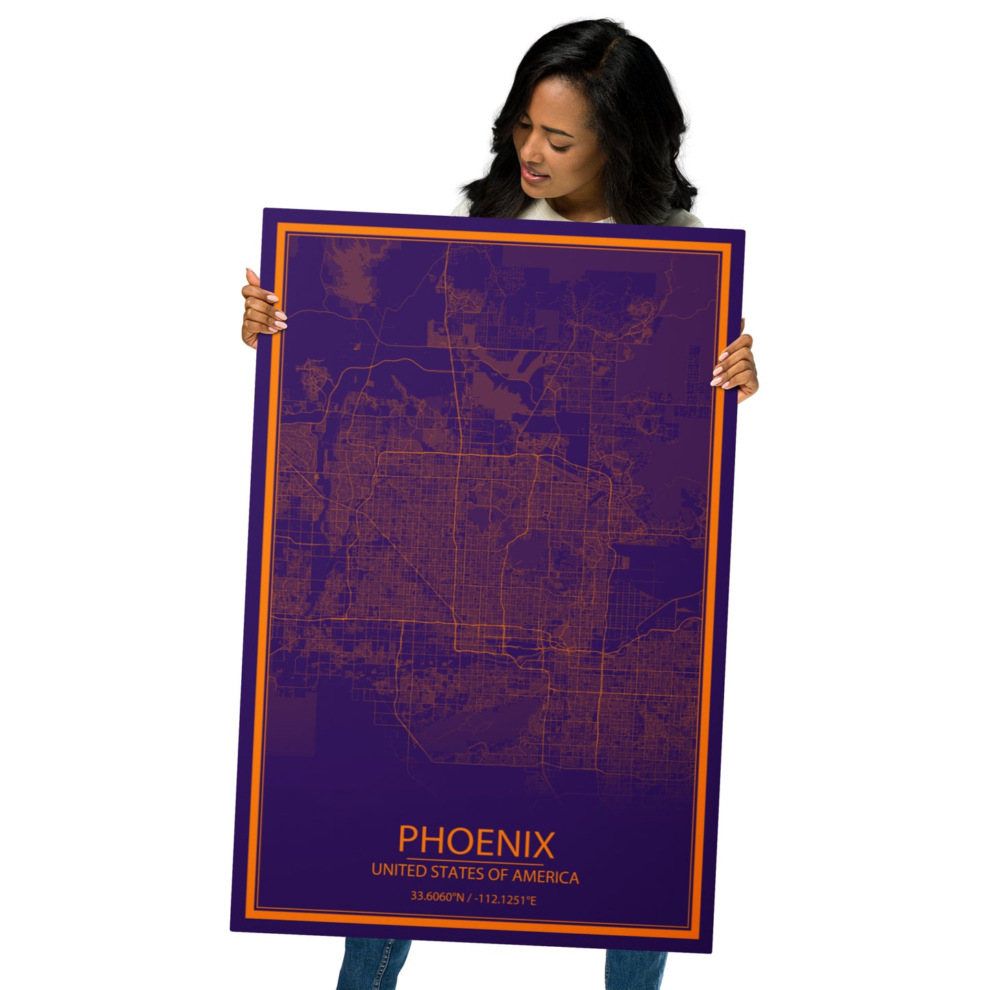 Phoenix Purple and Orange Metal Map