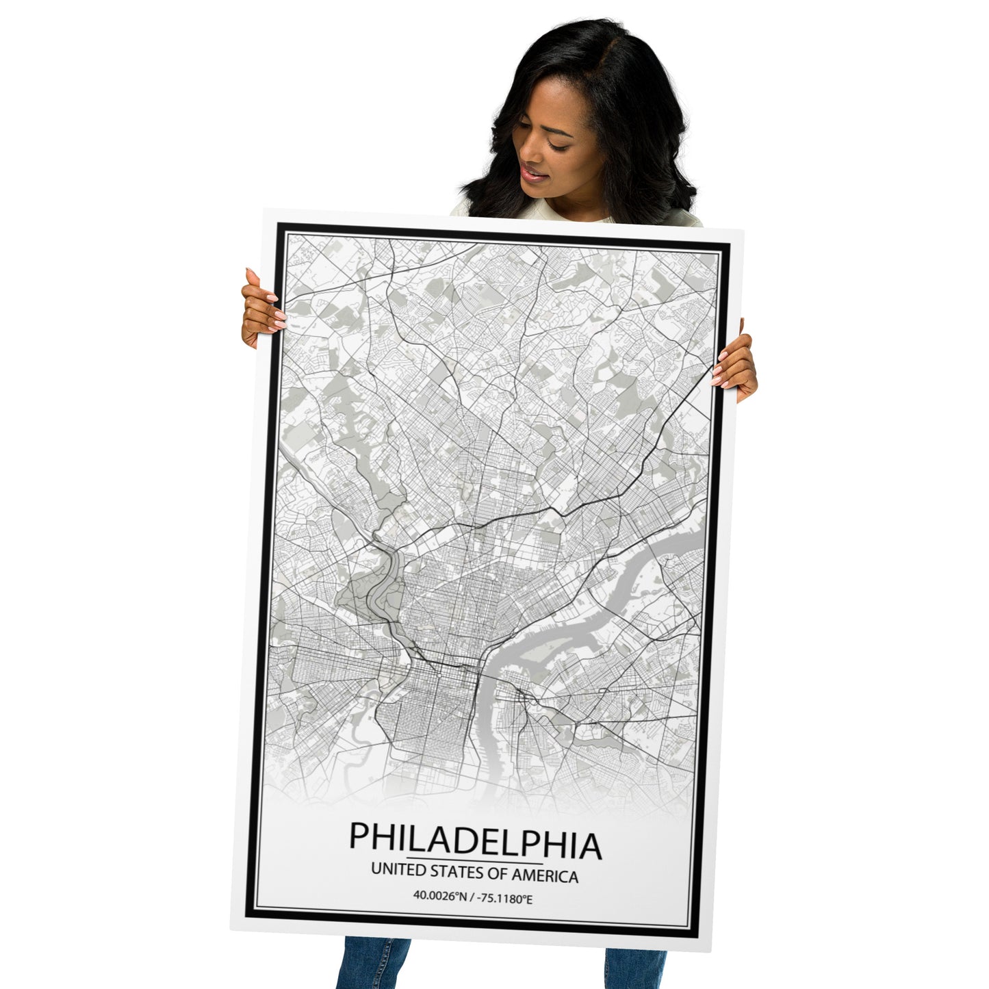 Philadelphia White Metal Map