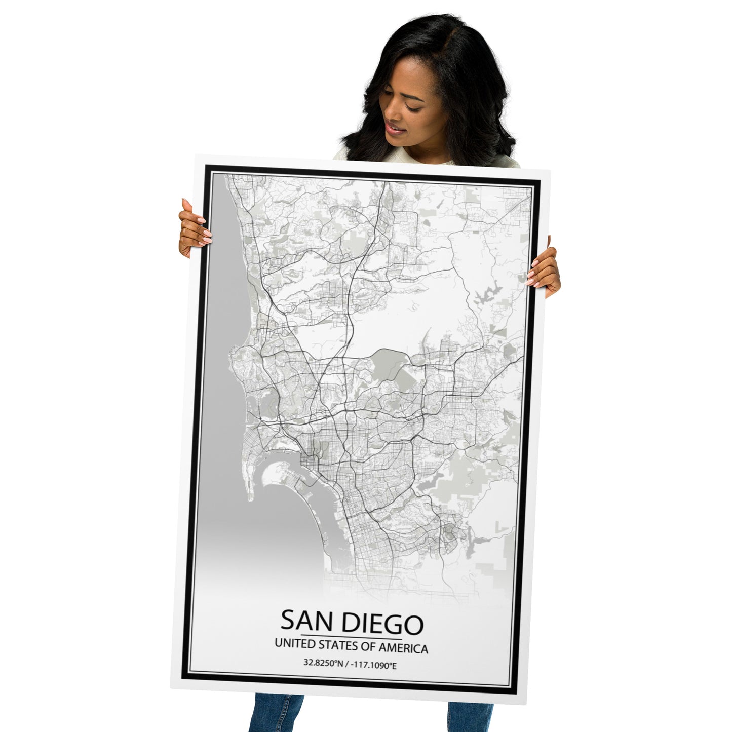 San Diego White Metal Map