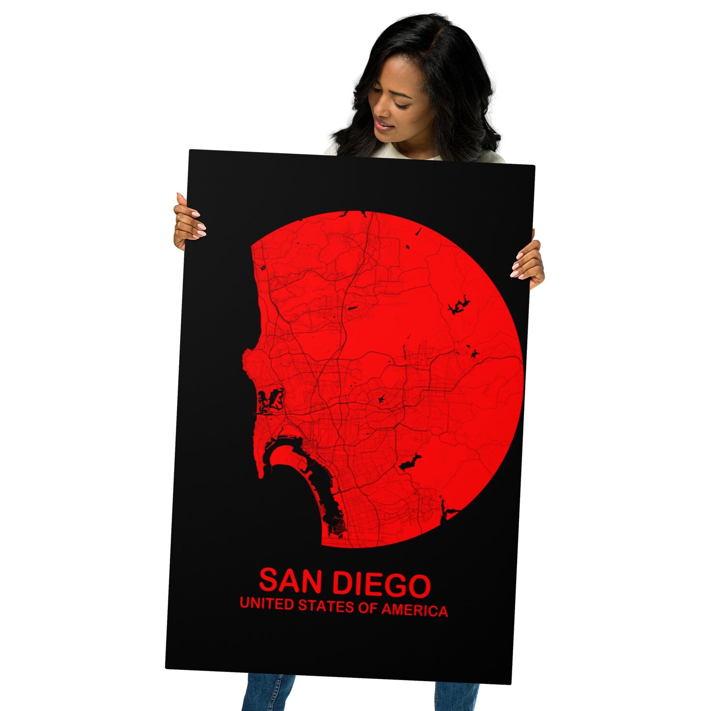 San Diego Circular Red Metal Map