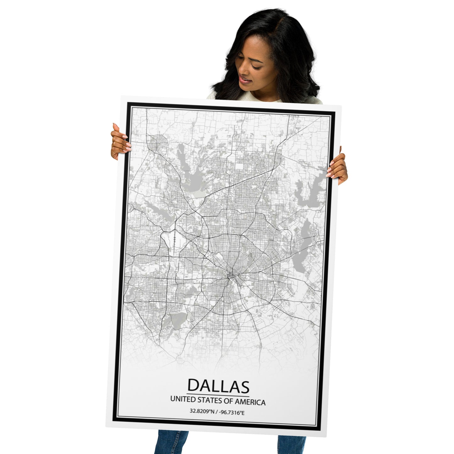 Dallas White Metal Map