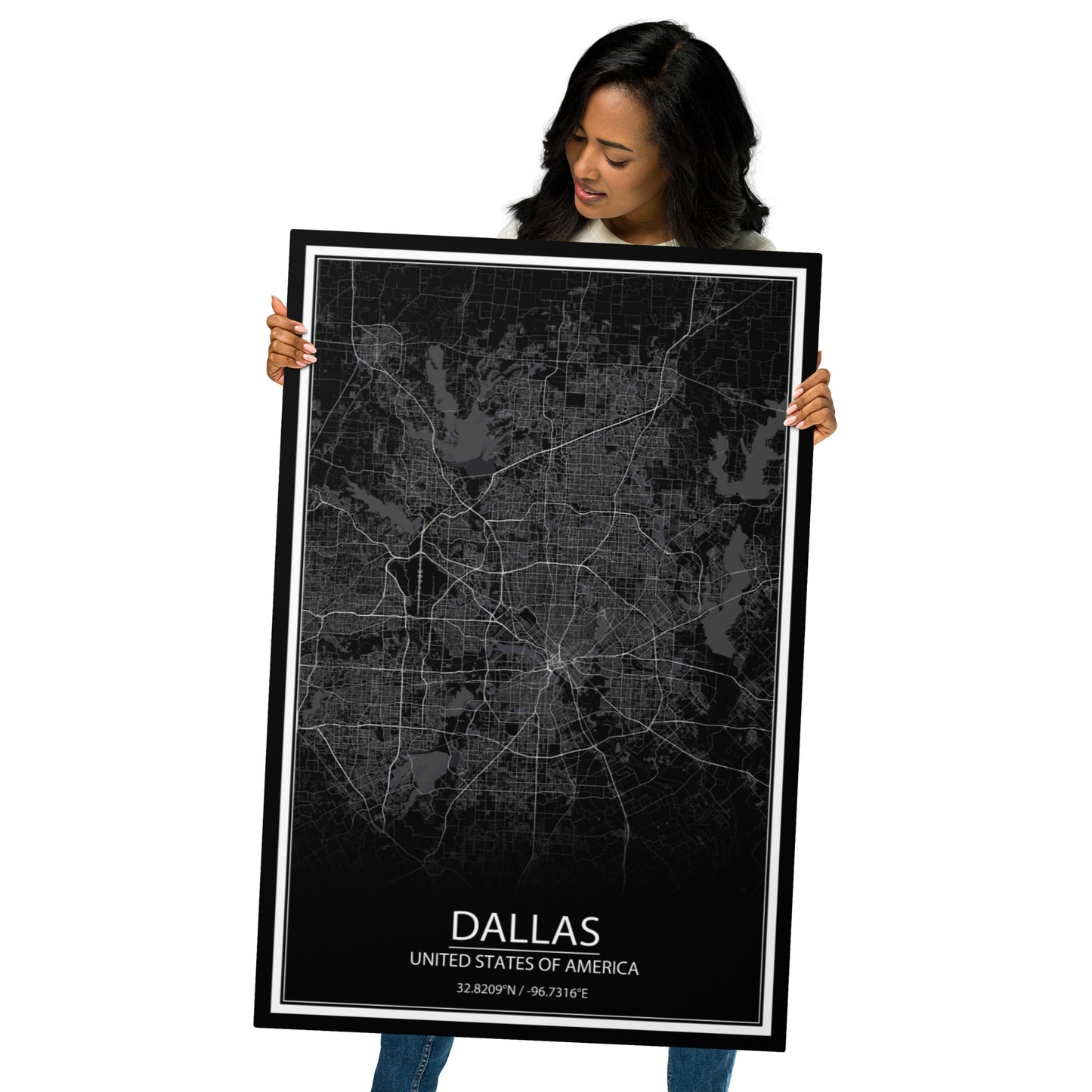 Dallas Black Metal Map