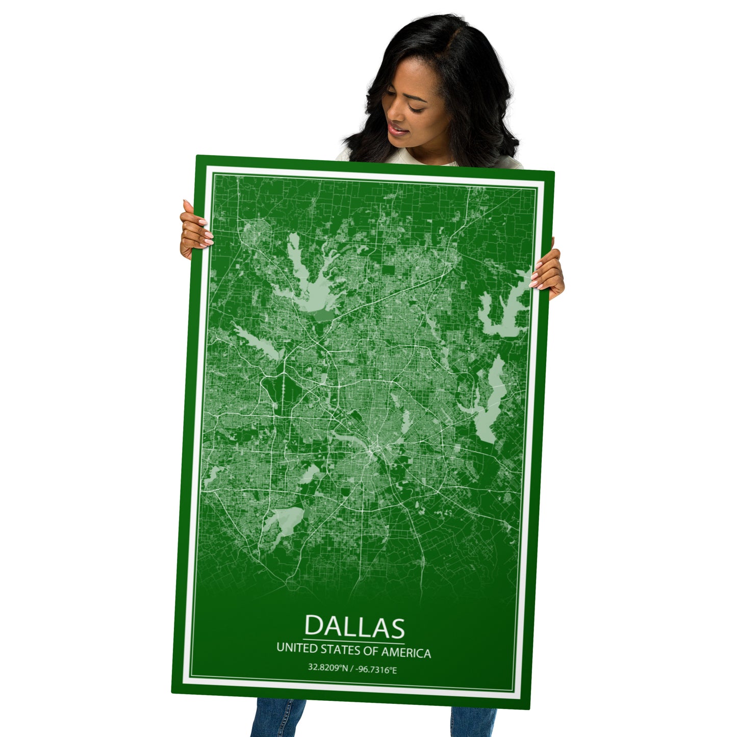 Dallas Green and White Metal Map