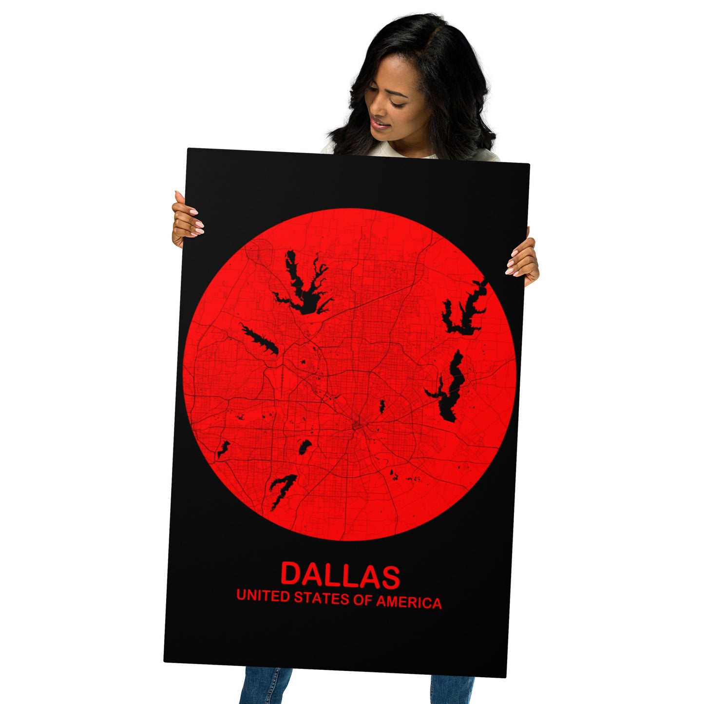 Dallas Circular Red Metal Map