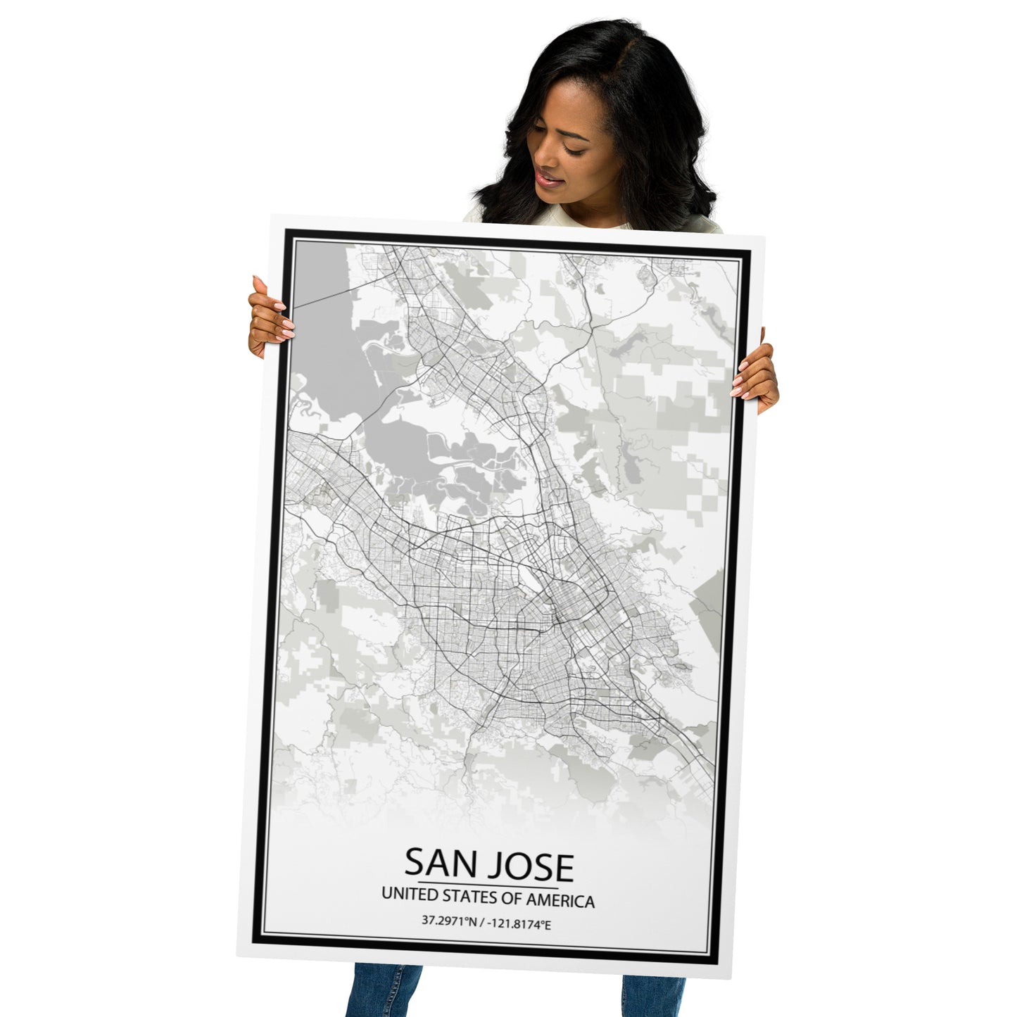 San Jose White Metal Map