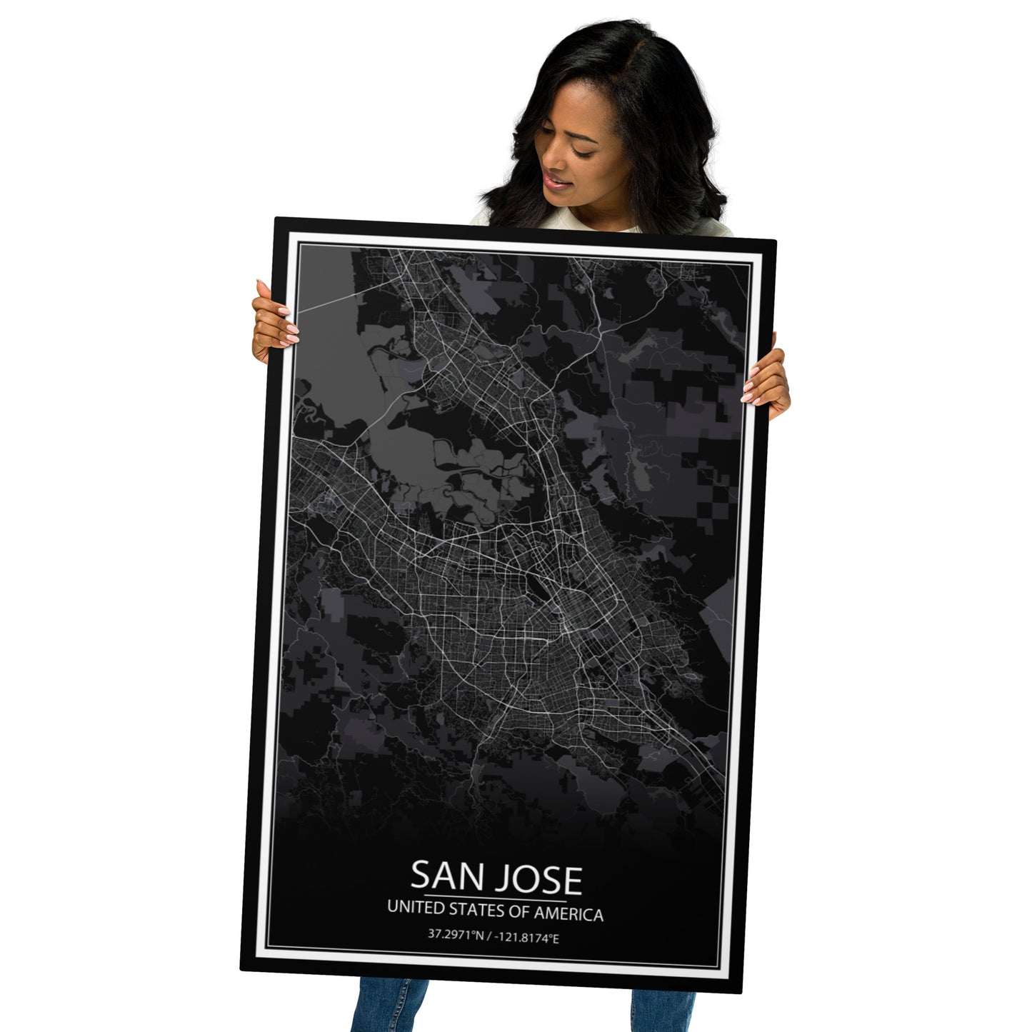 San Jose Black Metal Map