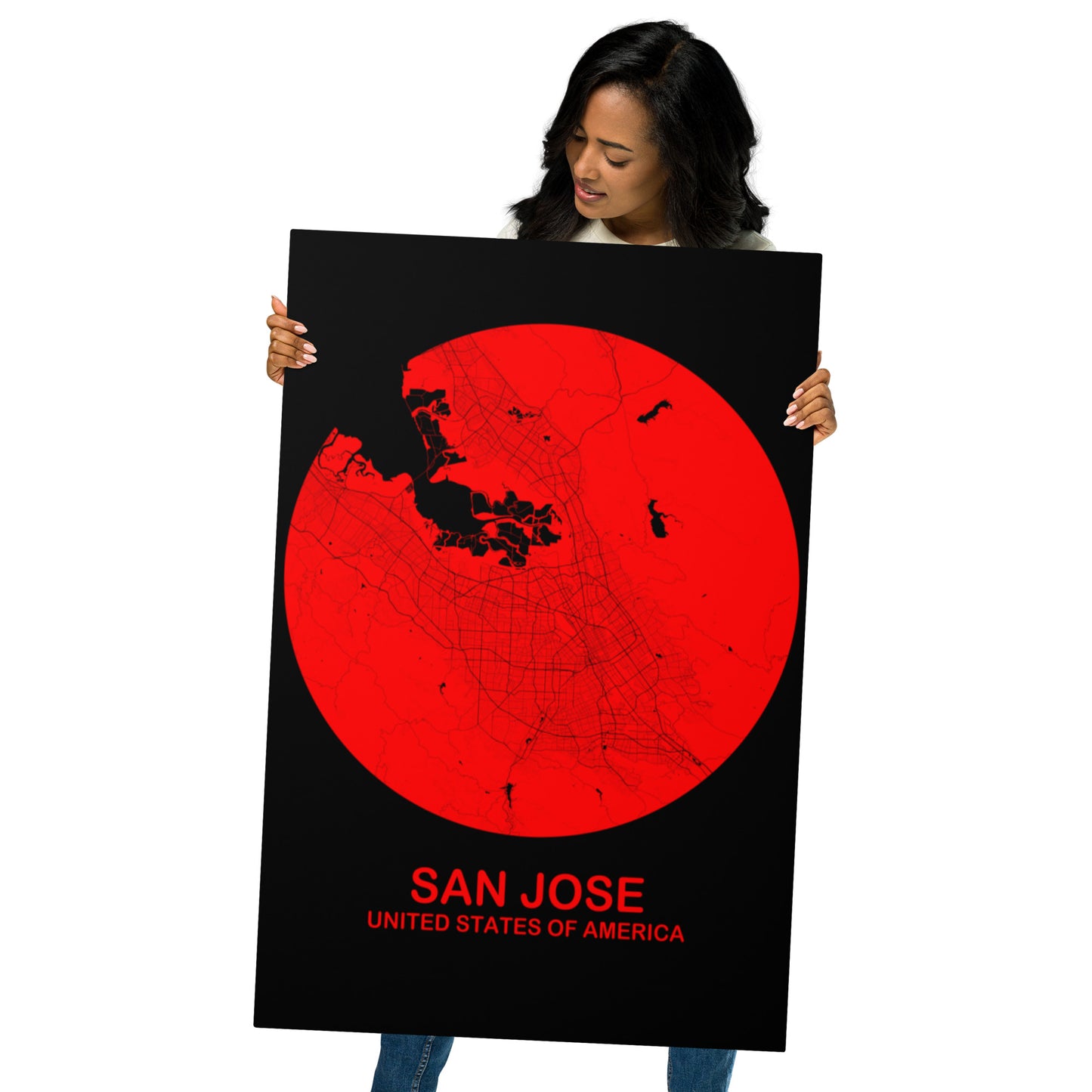 San Jose Circular Red Metal Map