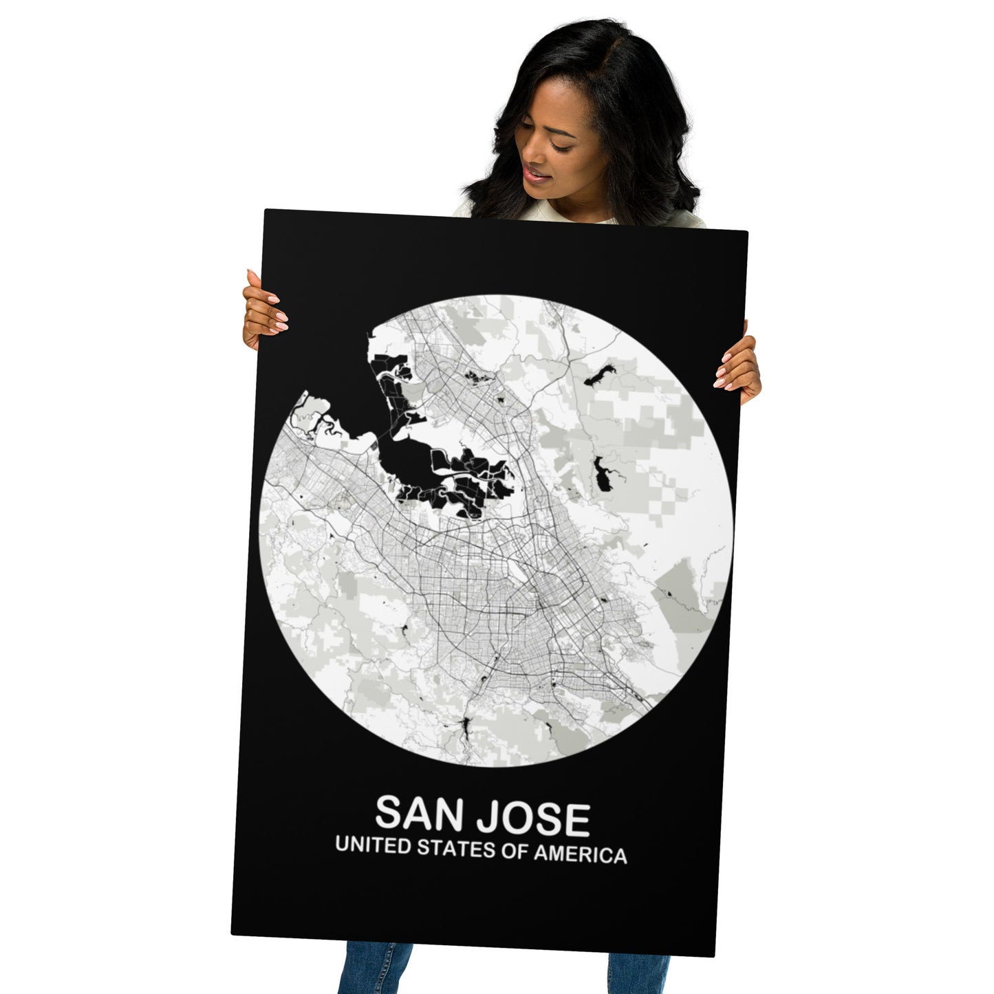 San Jose Circular White Metal Map