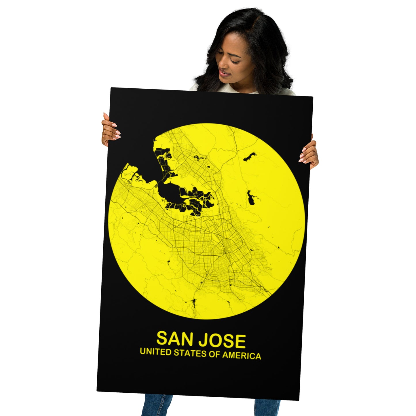 San Jose Circular Yellow Metal Map