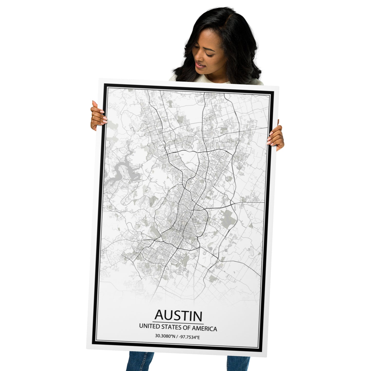 Austin White Metal Map