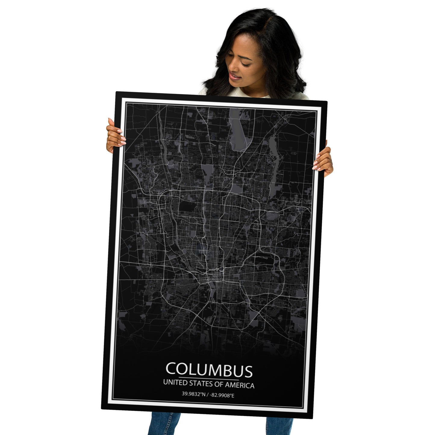 Columbus Black Metal Map