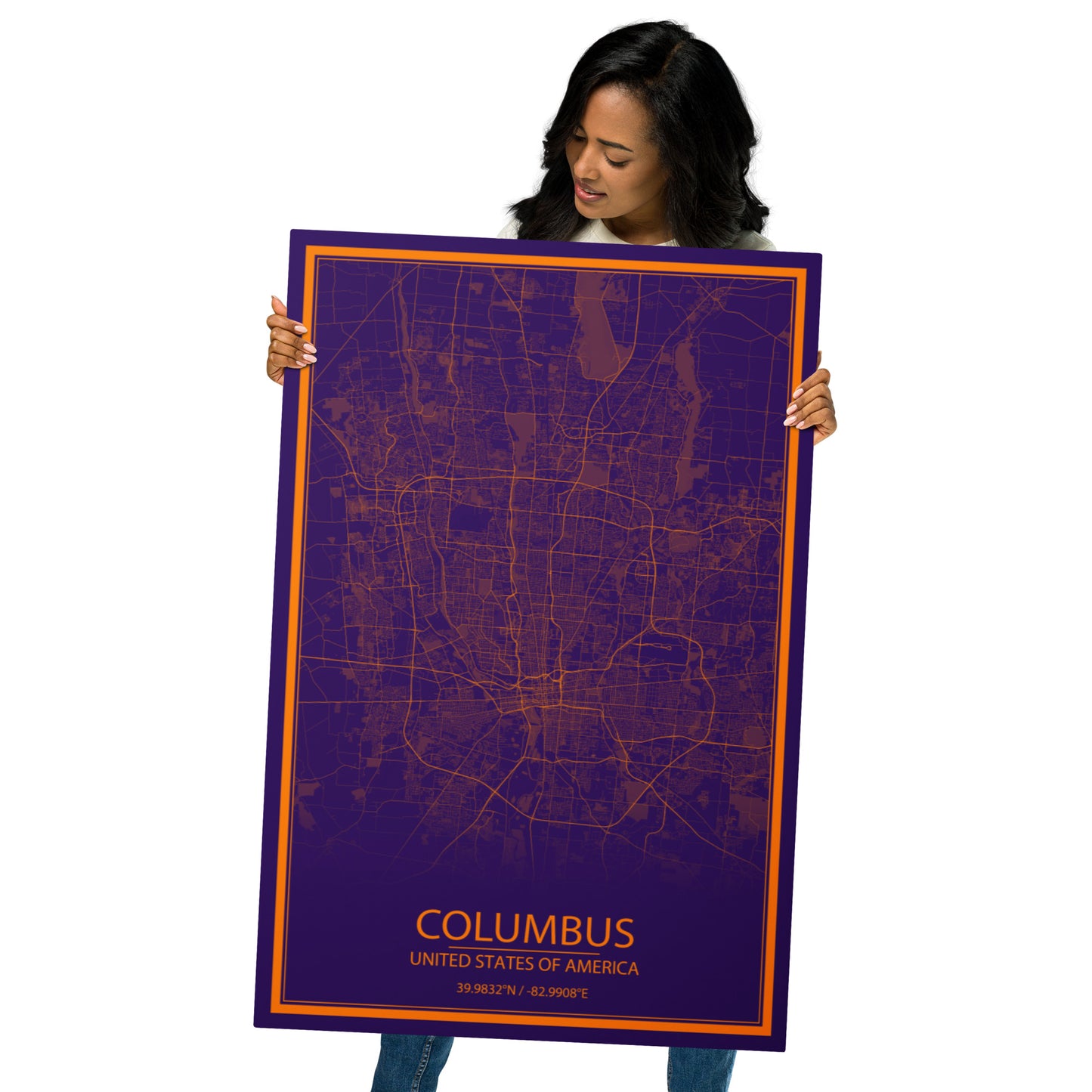 Columbus Purple and Orange Metal Map