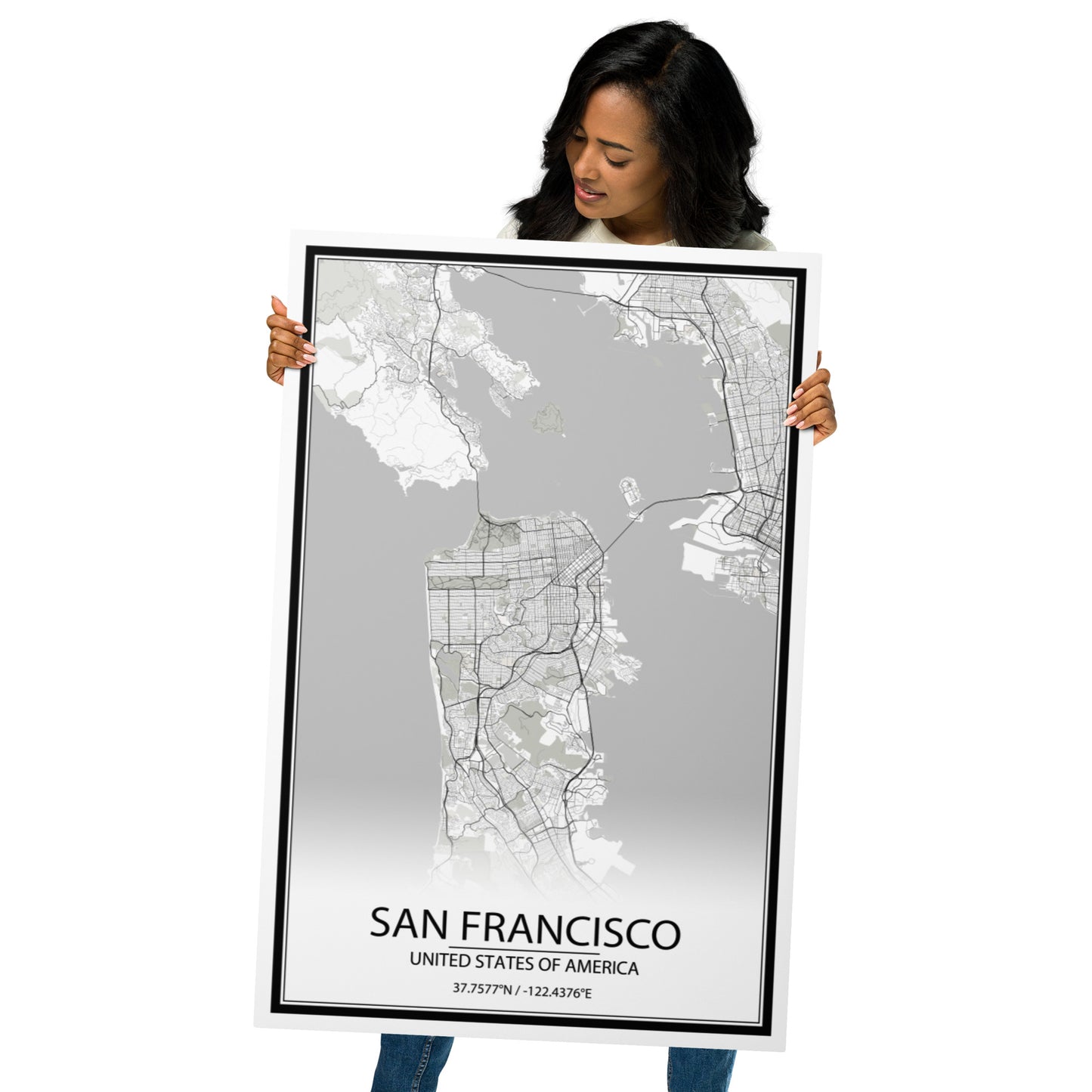 San Francisco White Metal Map