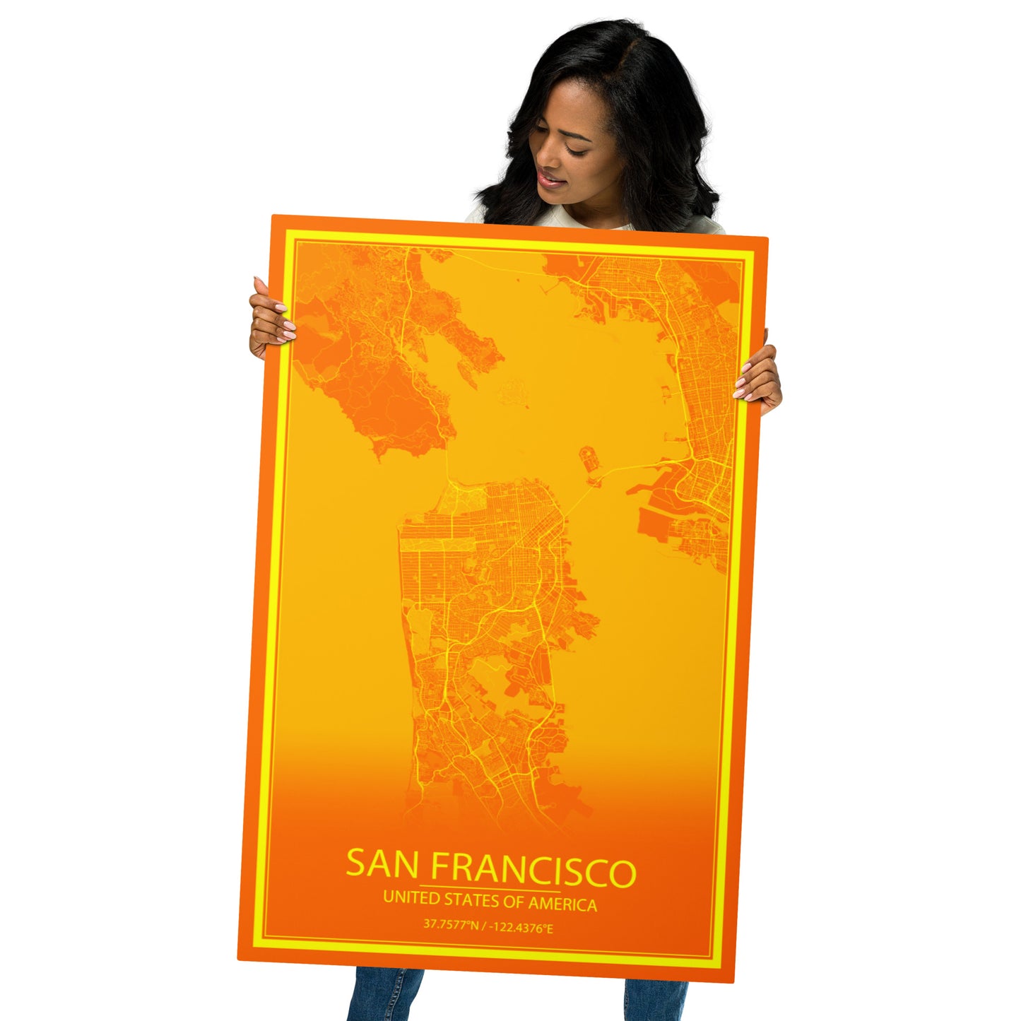 San Francisco Orange and Yellow Metal Map