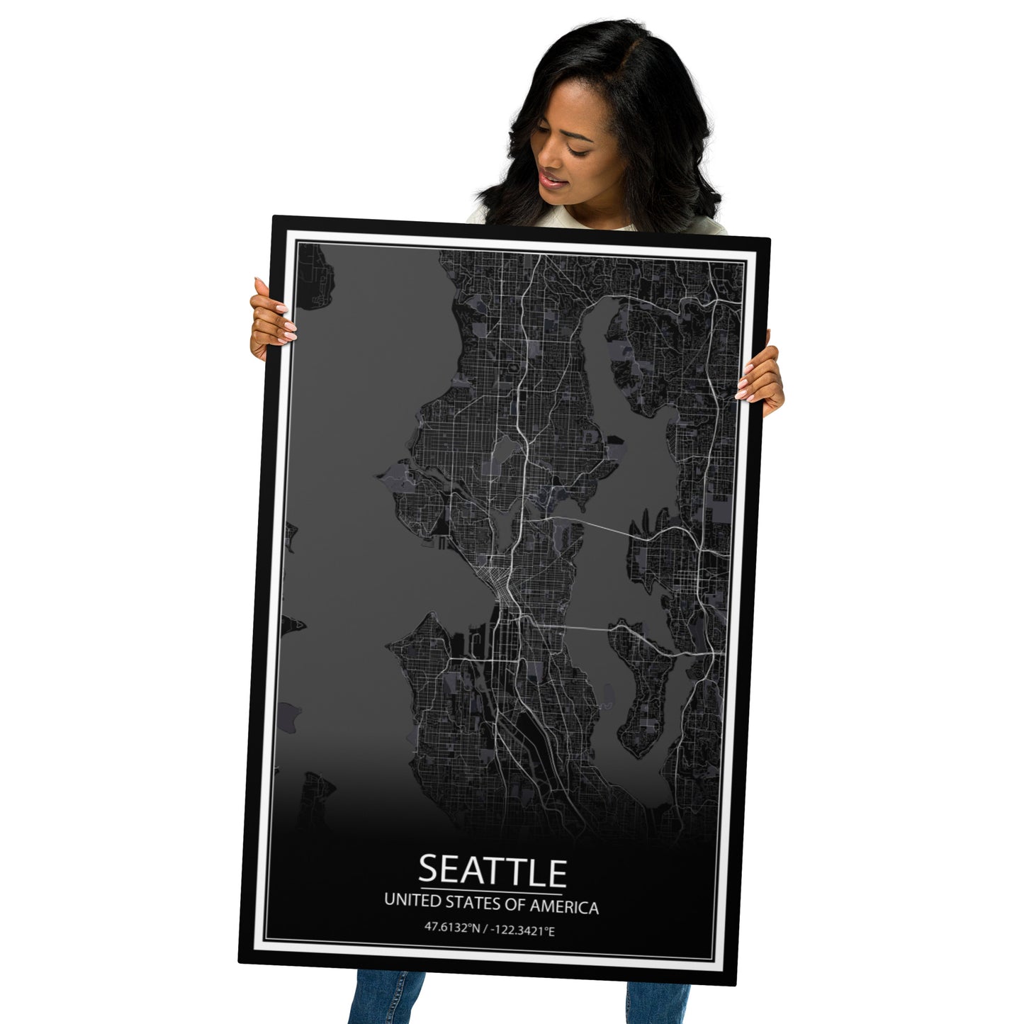 Seattle Black Metal Map