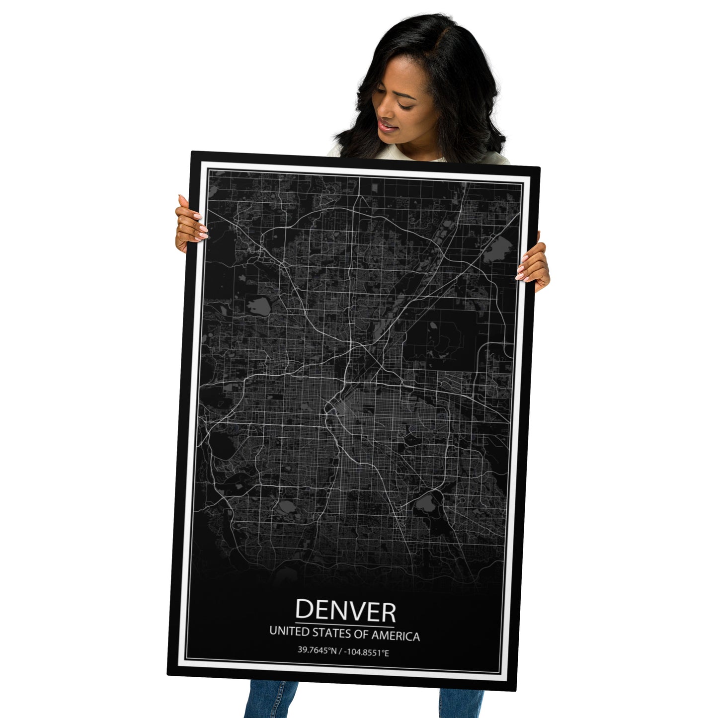 Denver Black Metal Map