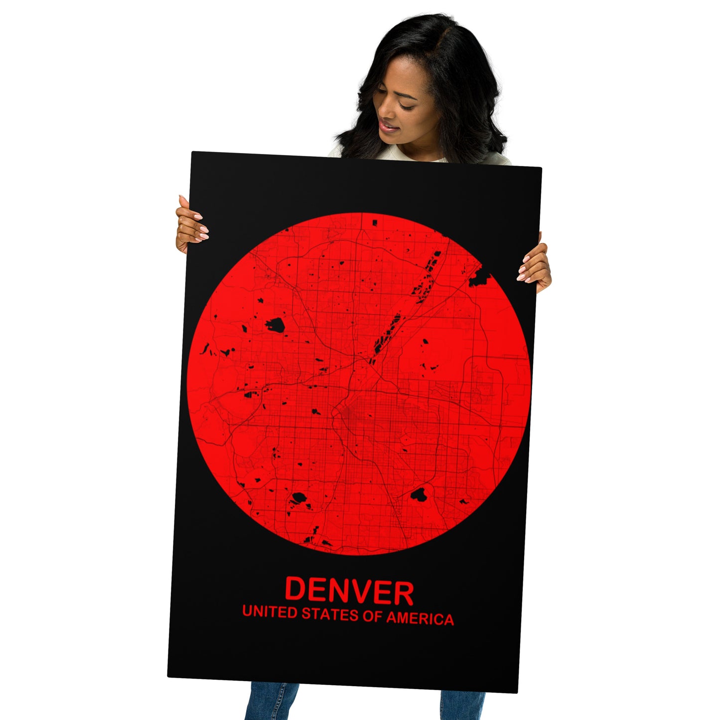 Denver Circular Red Metal Map