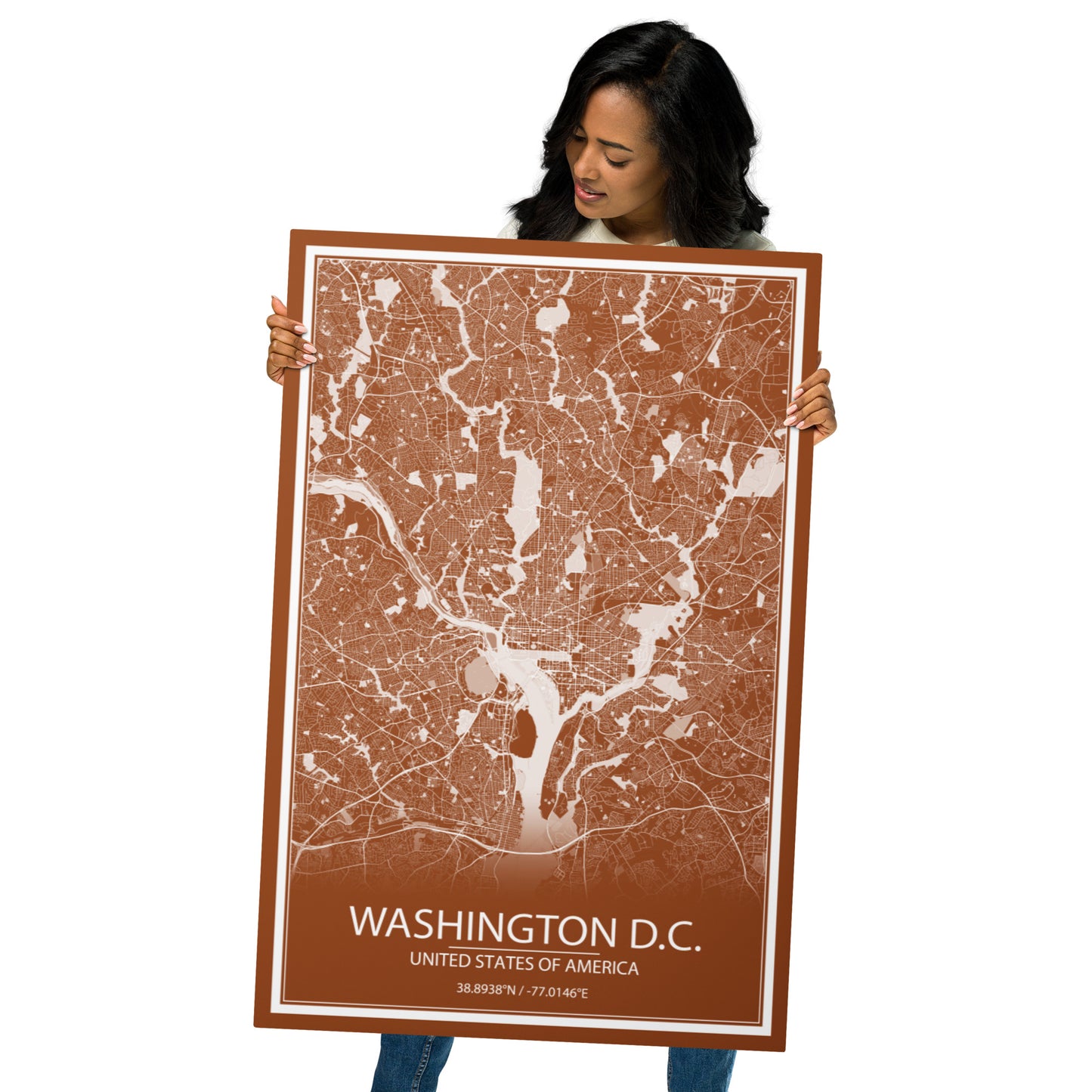 Washington, D.C. Brown and White Metal Map