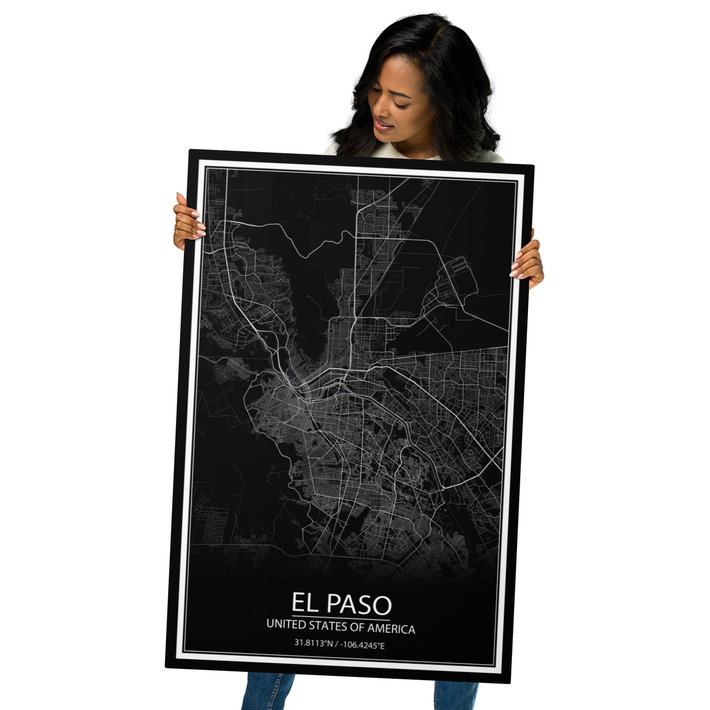 El Paso Black Metal Map