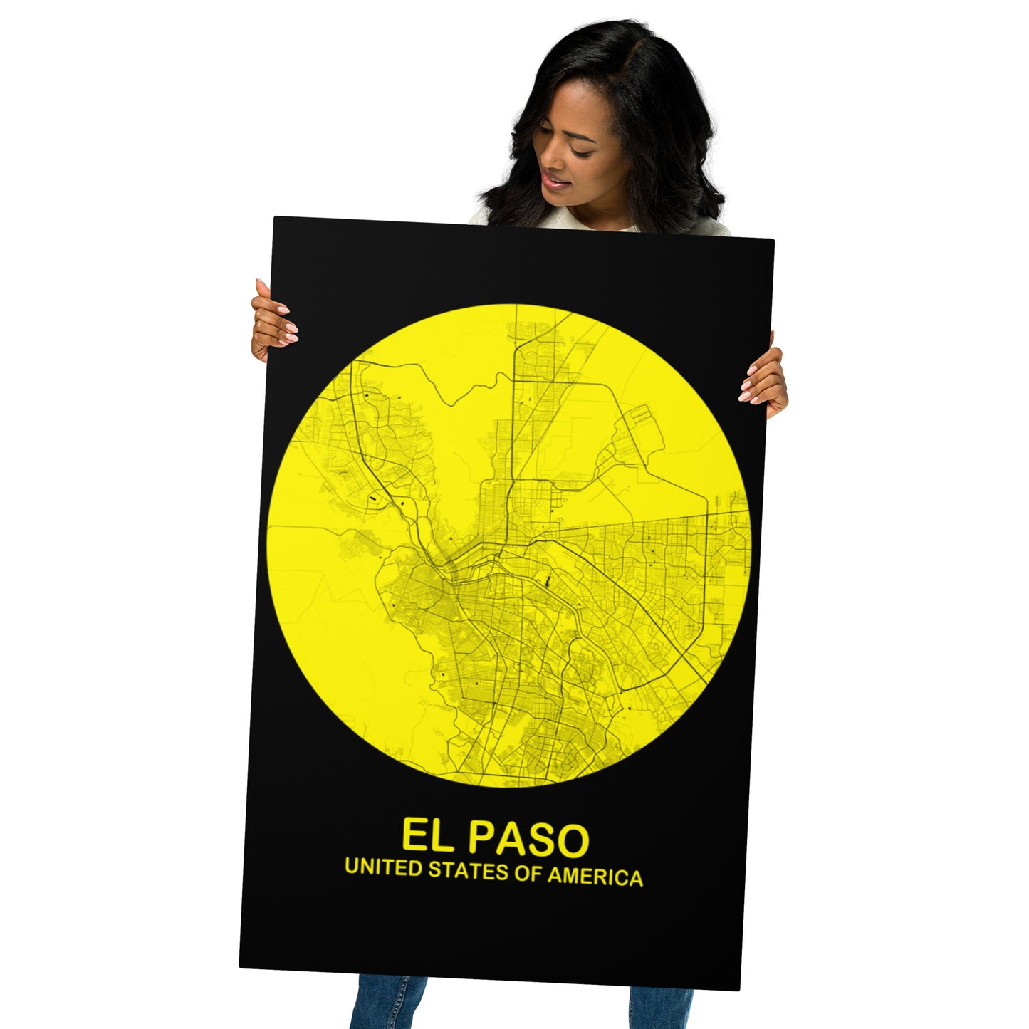 El Paso Circular Yellow Metal Map