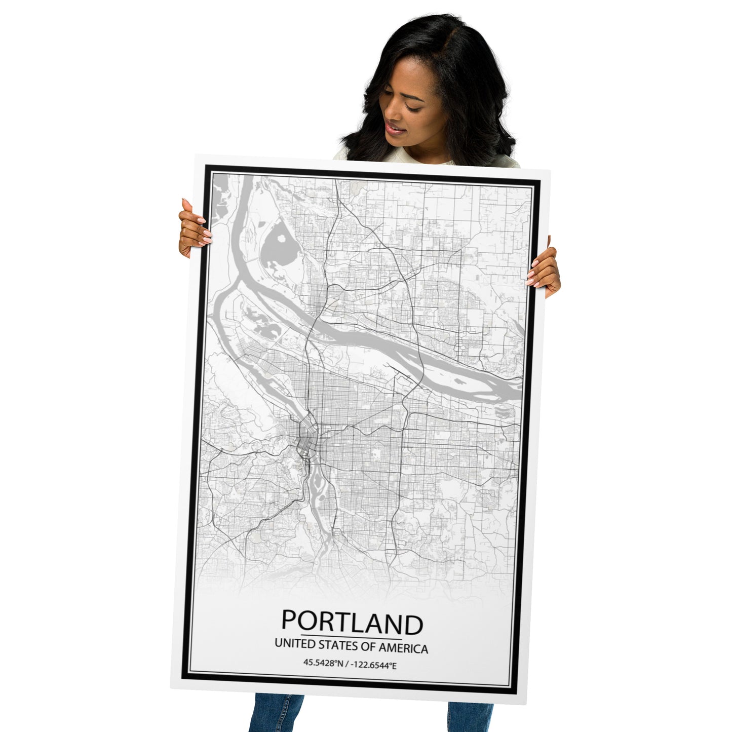 Portland White Metal Map