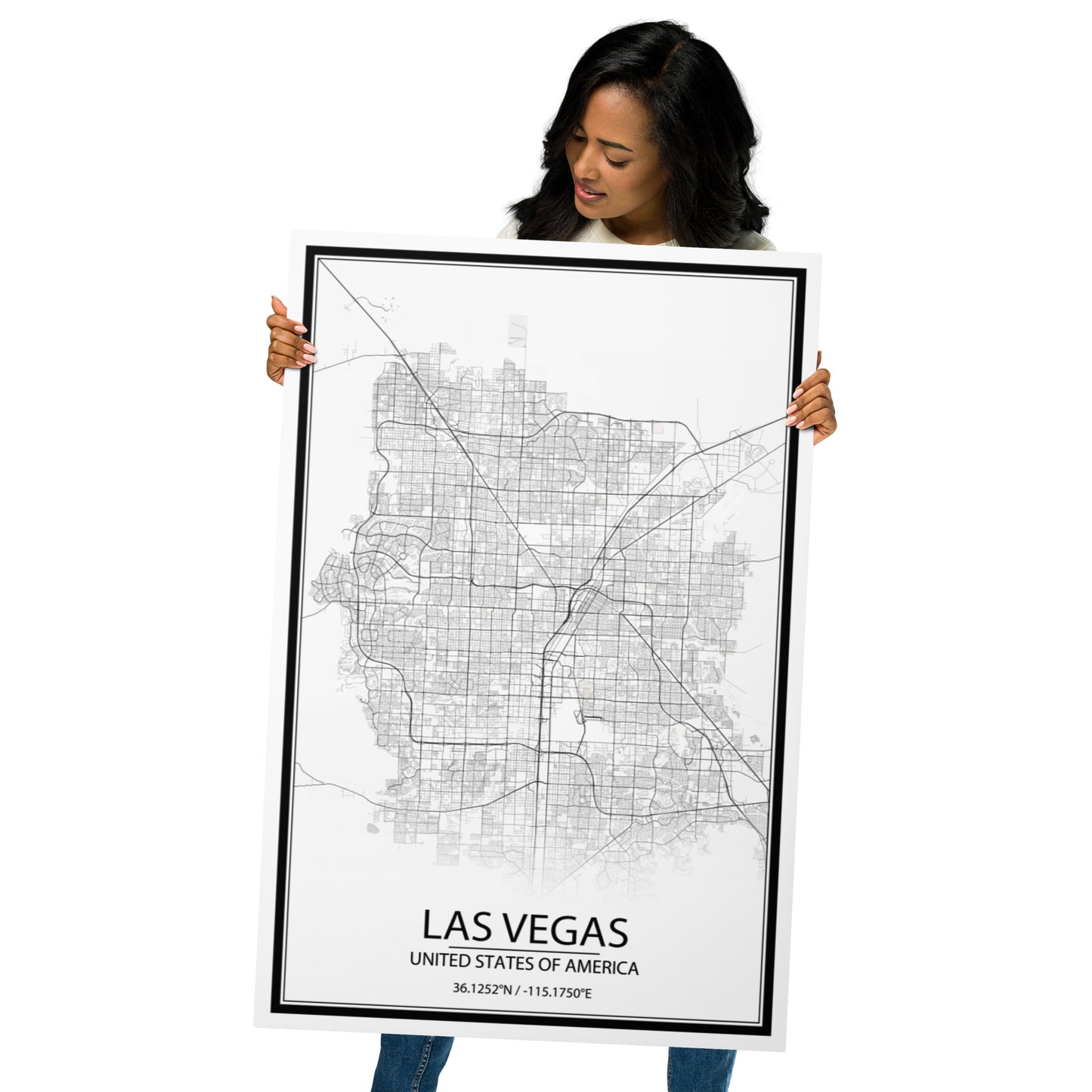 Las Vegas White Metal Map