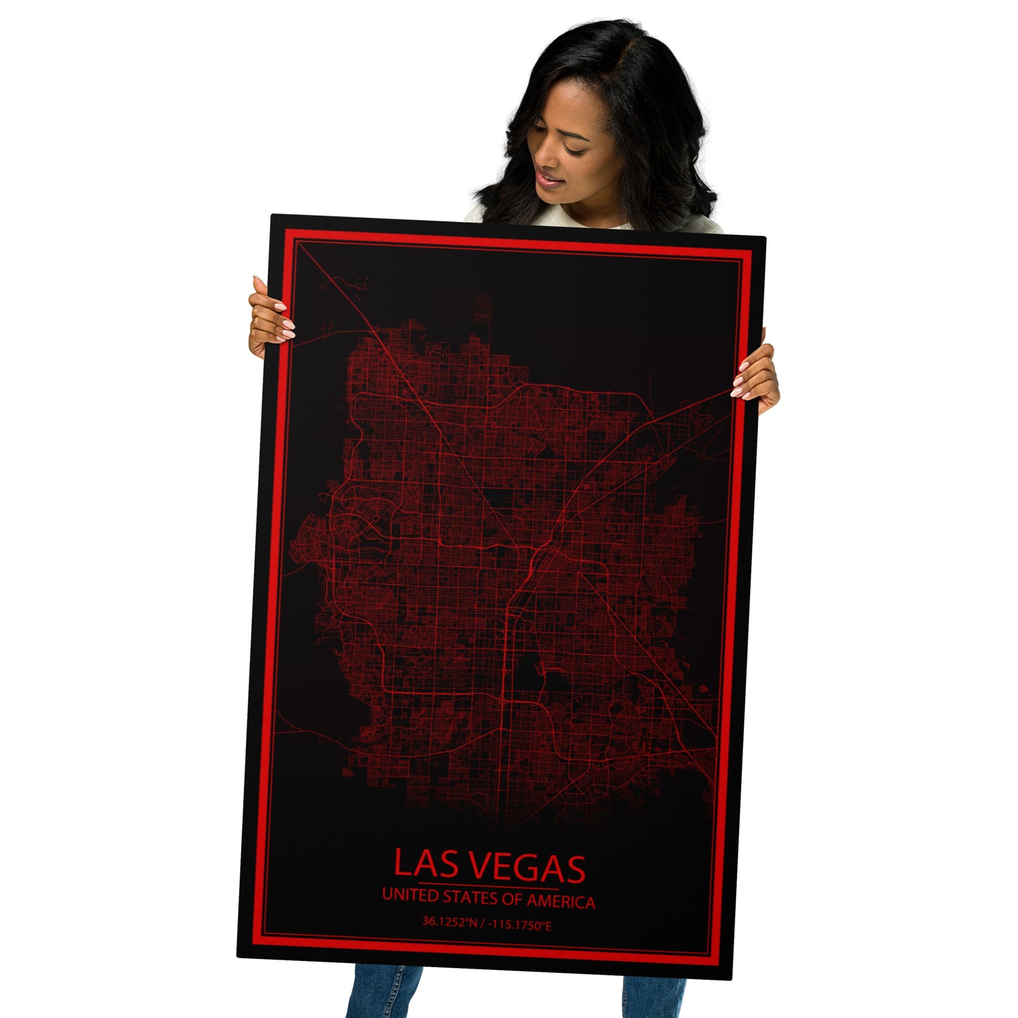 Las Vegas Black and Red Metal Map