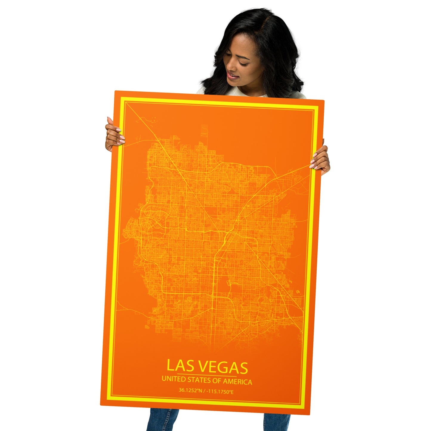 Las Vegas Orange and Yellow Metal Map