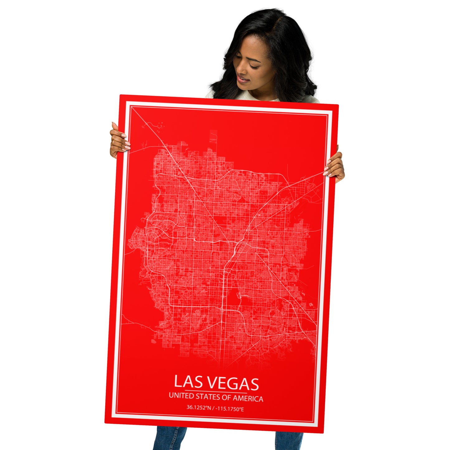 Las Vegas Red and White Metal Map