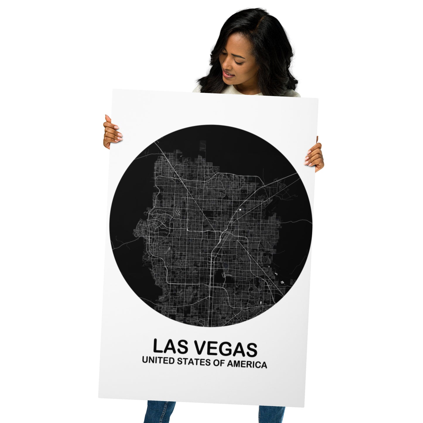 Las Vegas Circular Black Metal Map