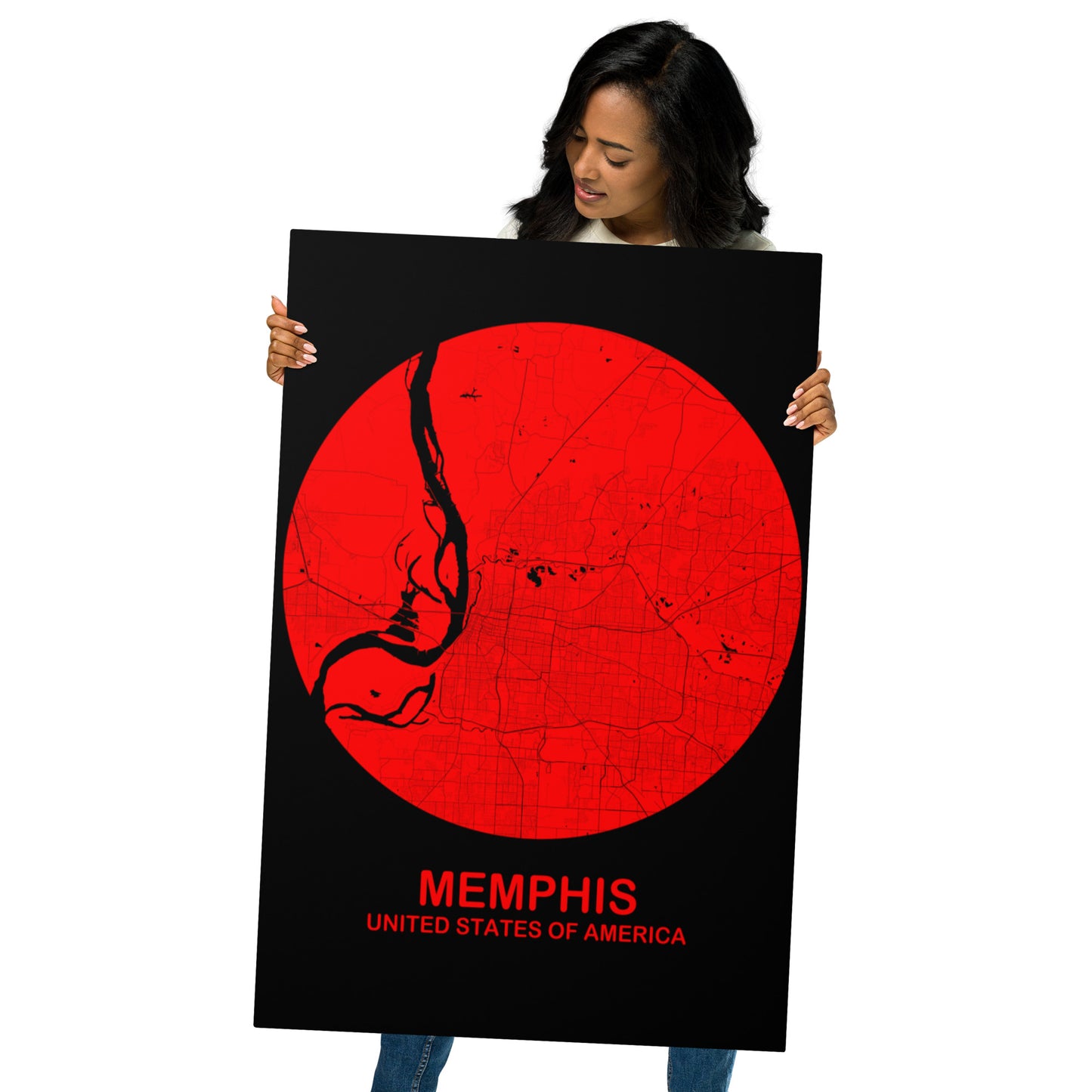 Memphis Circular Red Metal Map