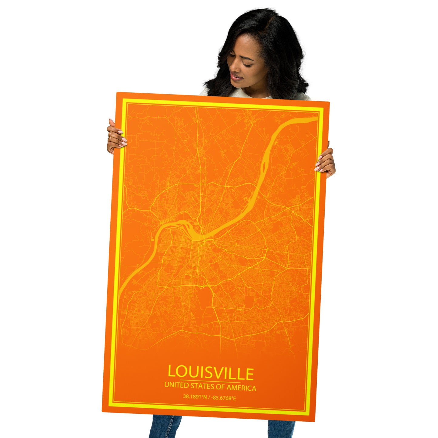 Louisville Orange and Yellow Metal Map