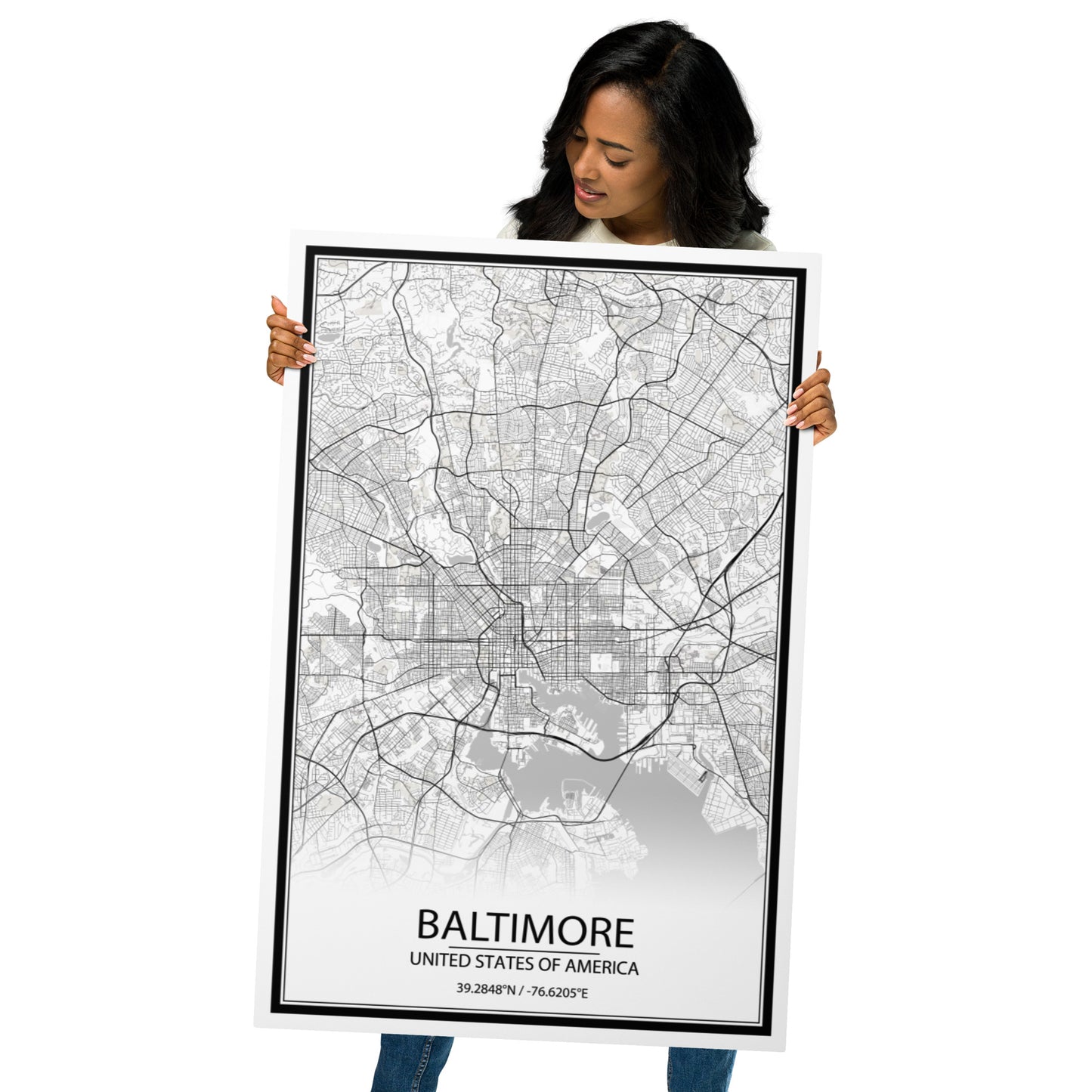 Baltimore White Metal Map