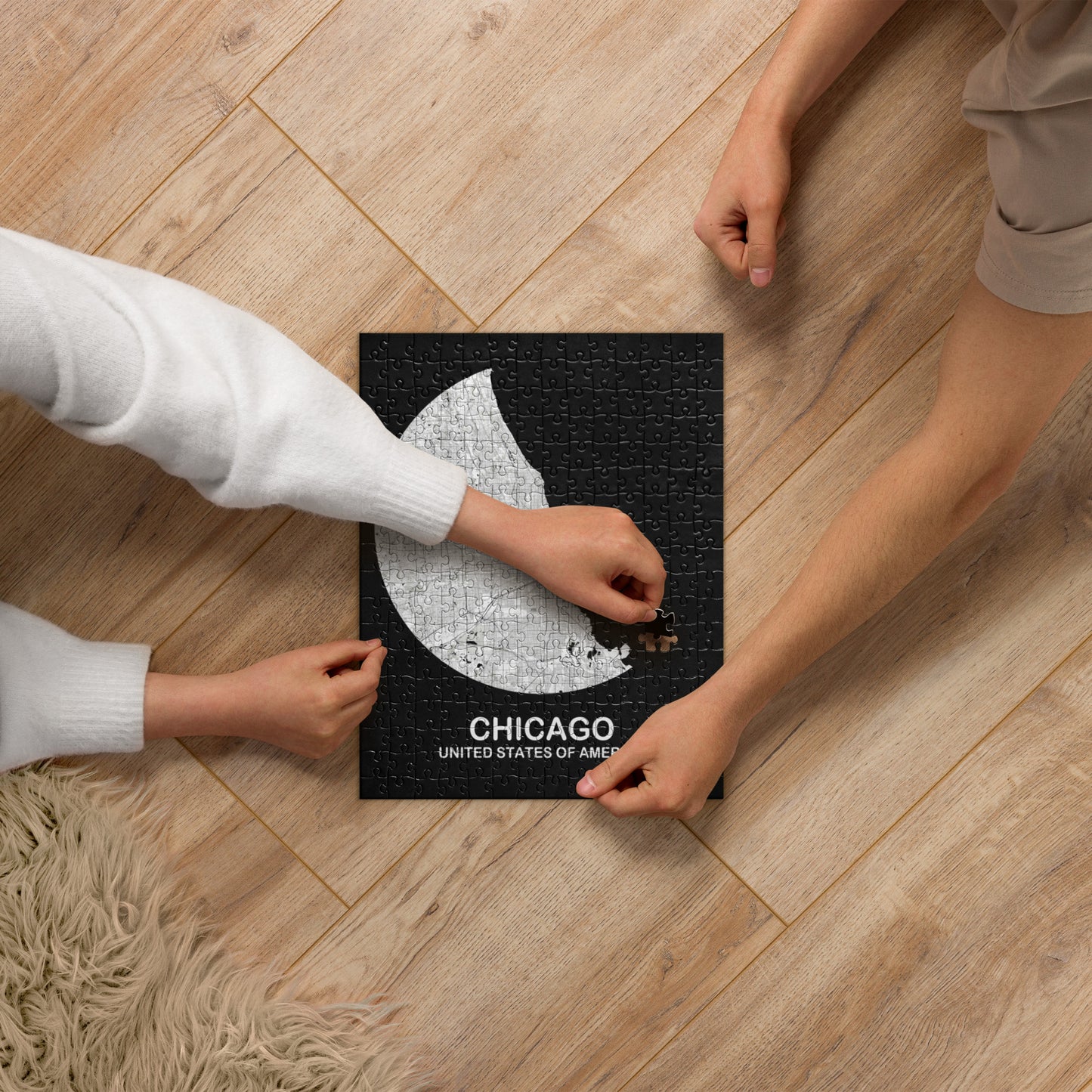 Chicago Circular White Map Jigsaw Puzzle