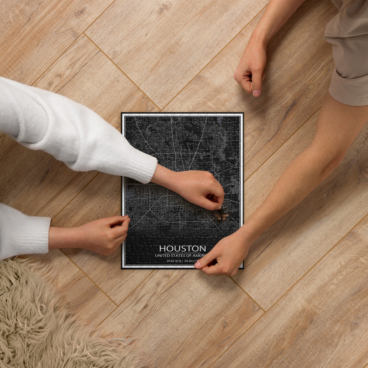 Houston Black Map Jigsaw Puzzle