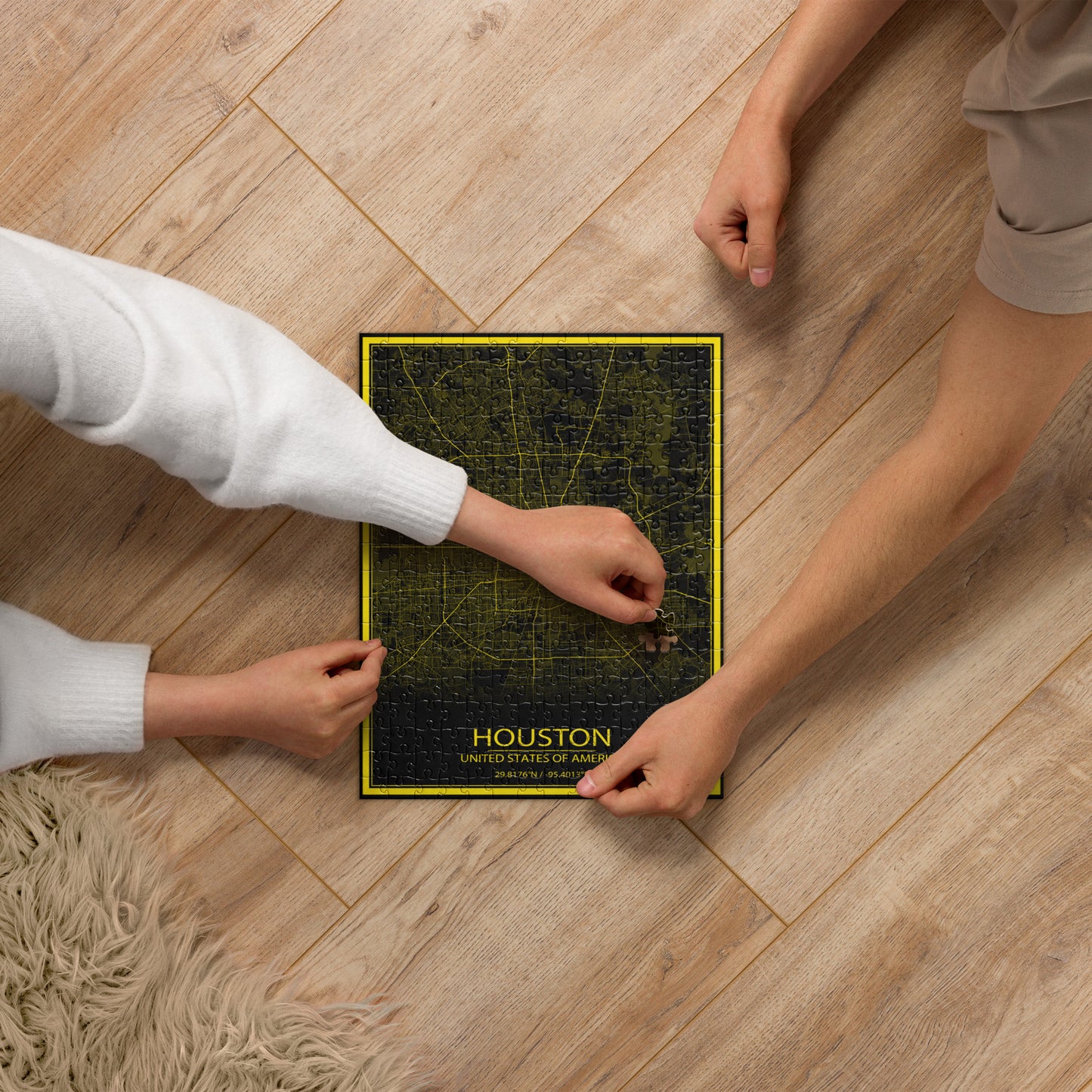 Houston Black and Yellow Map Jigsaw Puzzle